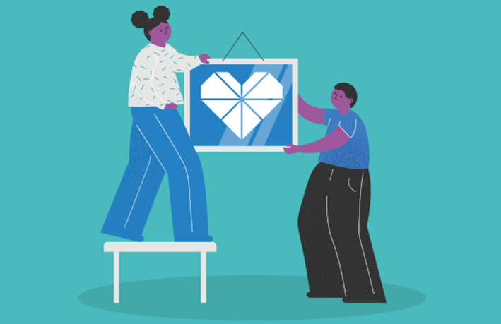 Reuse Network illustration of two people holding a heart