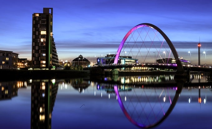 River Clyde in Glasgow at night 